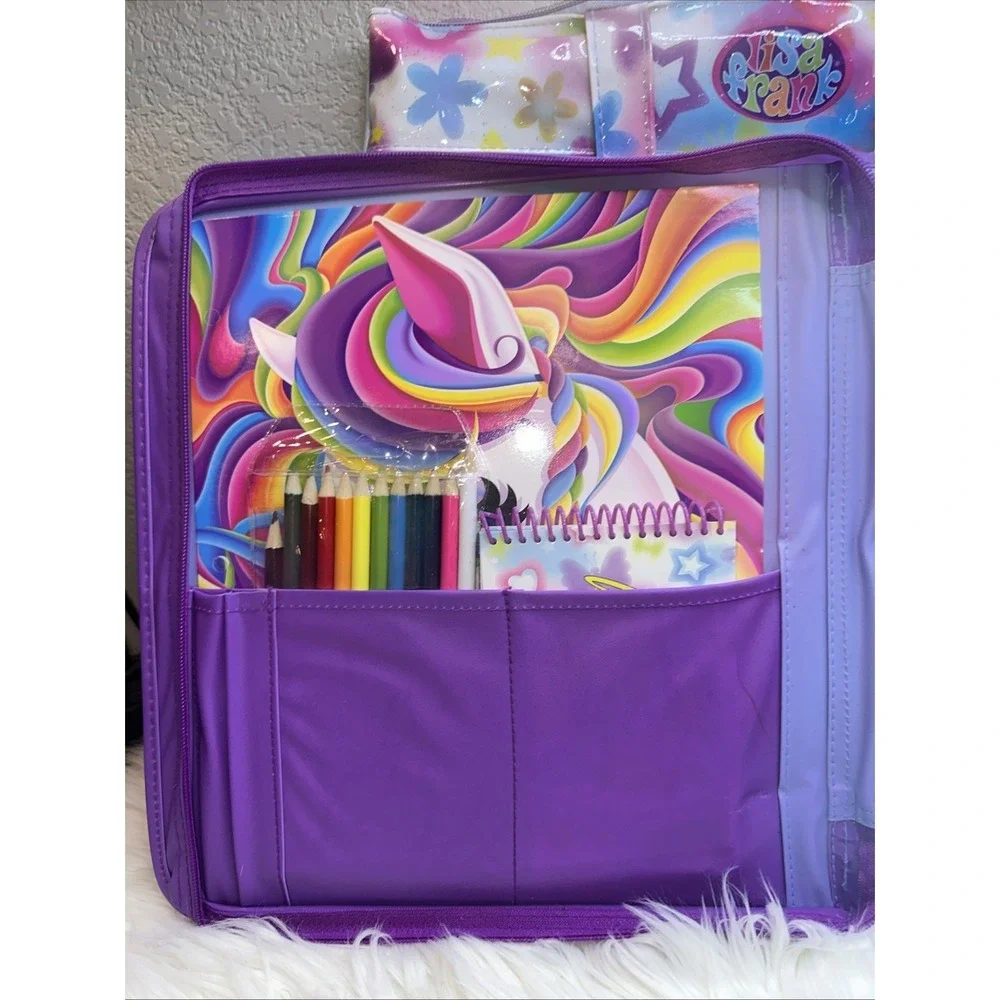 $119 🌙 Rare Y2K Lisa Frank Angel Zip-up Trapper Keeper Binder + BAG Accessories